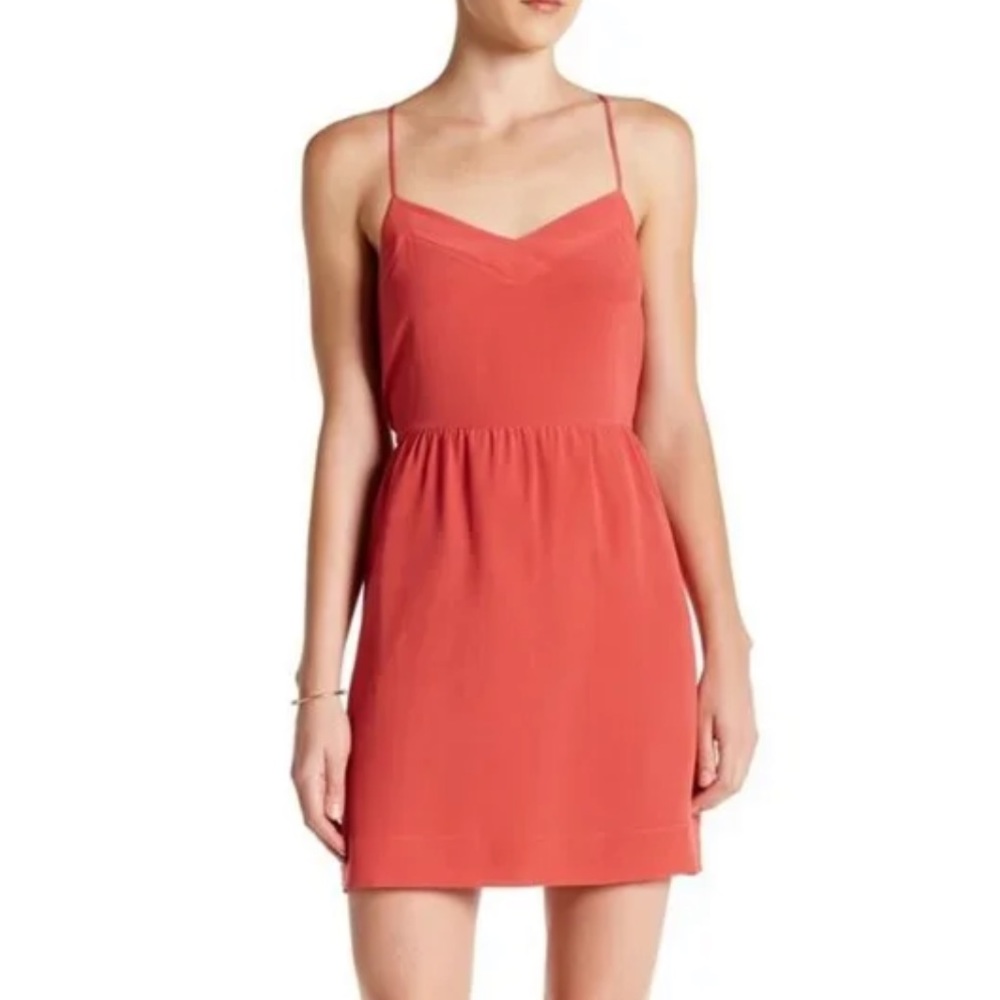Madewell 100% Silk Sunlight Dress, Coral, 00/XXS